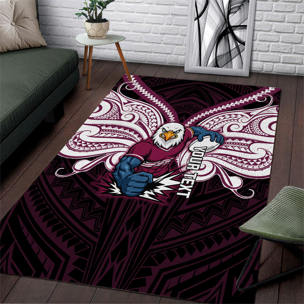 Custom Manly Warringah Sea Eagles Area Rug Sea Eagle Warrior Polynesia Islander Rugby Mascot