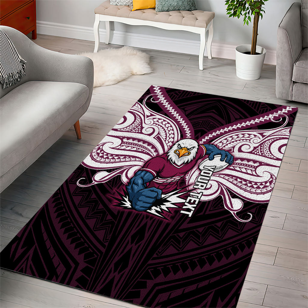 Custom Manly Warringah Sea Eagles Area Rug Sea Eagle Warrior Polynesia Islander Rugby Mascot