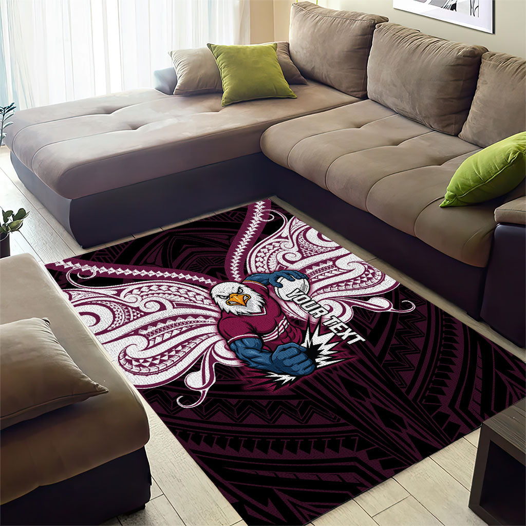Custom Manly Warringah Sea Eagles Area Rug Sea Eagle Warrior Polynesia Islander Rugby Mascot