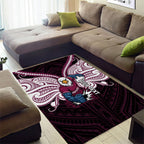Custom Manly Warringah Sea Eagles Area Rug Sea Eagle Warrior Polynesia Islander Rugby Mascot
