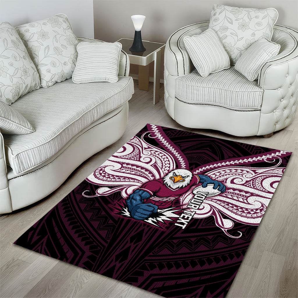 Custom Manly Warringah Sea Eagles Area Rug Sea Eagle Warrior Polynesia Islander Rugby Mascot
