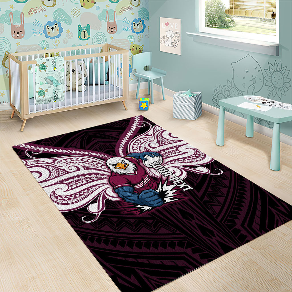 Custom Manly Warringah Sea Eagles Area Rug Sea Eagle Warrior Polynesia Islander Rugby Mascot