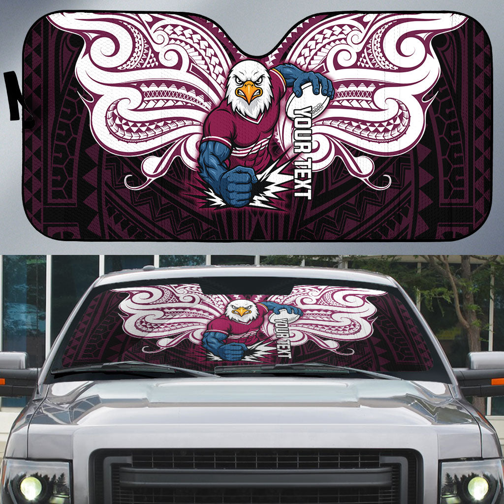 Custom Manly Warringah Sea Eagles Auto Sun Shade Sea Eagle Warrior Polynesia Islander Rugby Mascot