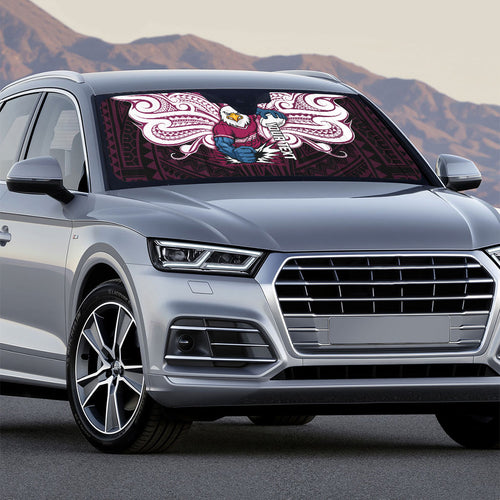 Custom Manly Warringah Sea Eagles Auto Sun Shade Sea Eagle Warrior Polynesia Islander Rugby Mascot