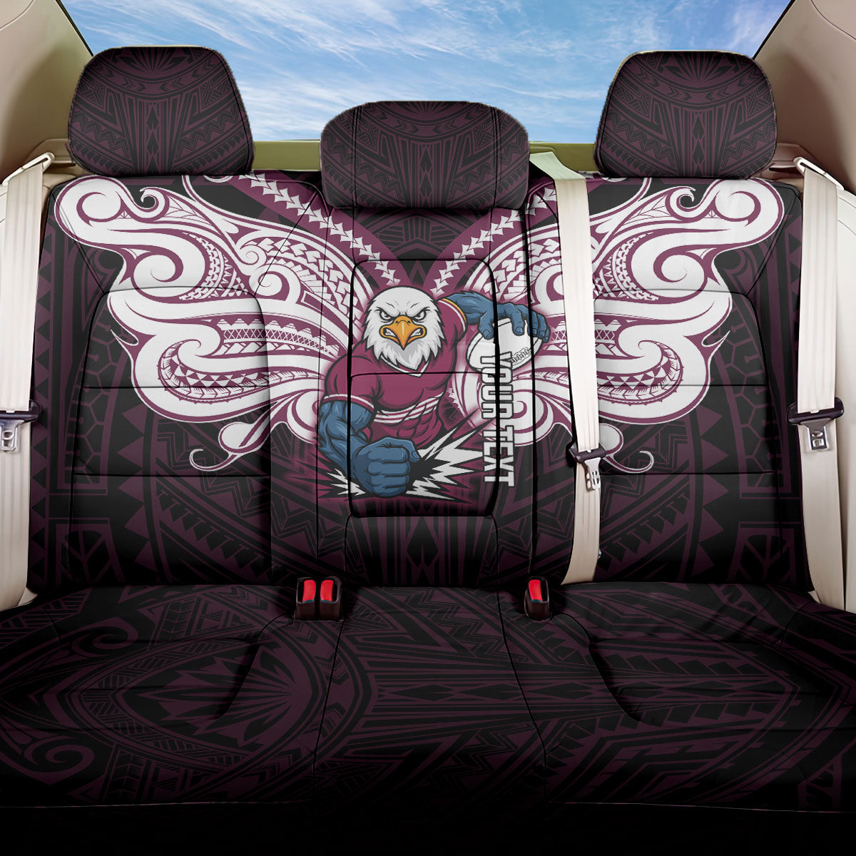 Custom Manly Warringah Sea Eagles Back Car Seat Cover Sea Eagle Warrior Polynesia Islander Rugby Mascot