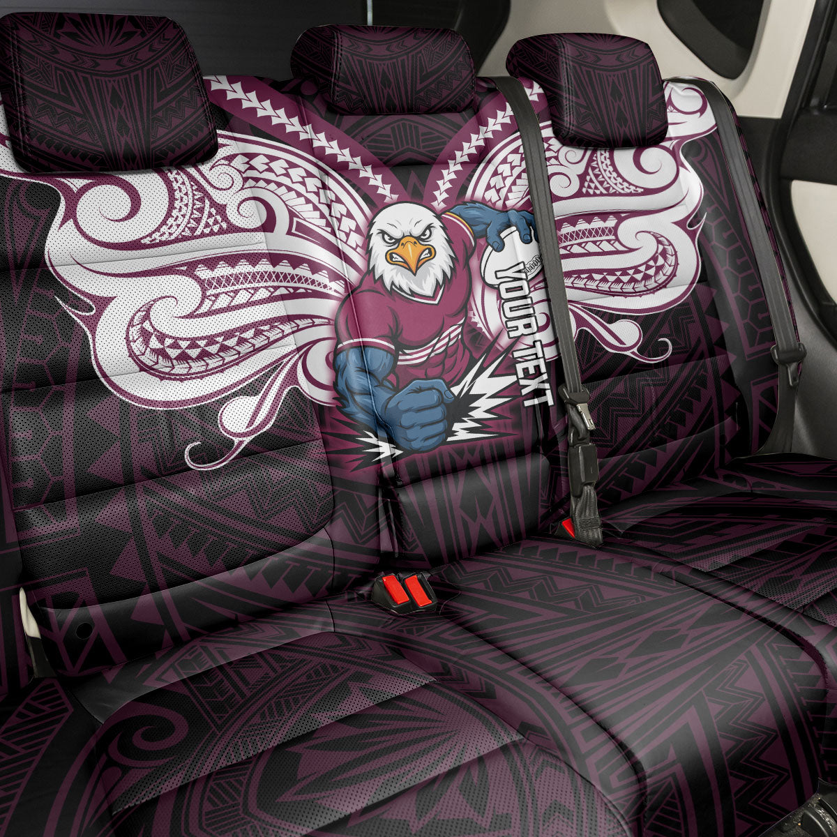 Custom Manly Warringah Sea Eagles Back Car Seat Cover Sea Eagle Warrior Polynesia Islander Rugby Mascot