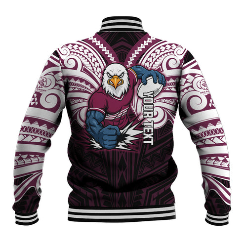 Custom Manly Warringah Sea Eagles Baseball Jacket Sea Eagle Warrior Polynesia Islander Rugby Mascot