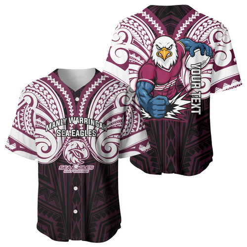 Custom Manly Warringah Sea Eagles Baseball Jersey Sea Eagle Warrior Polynesia Islander Rugby Mascot