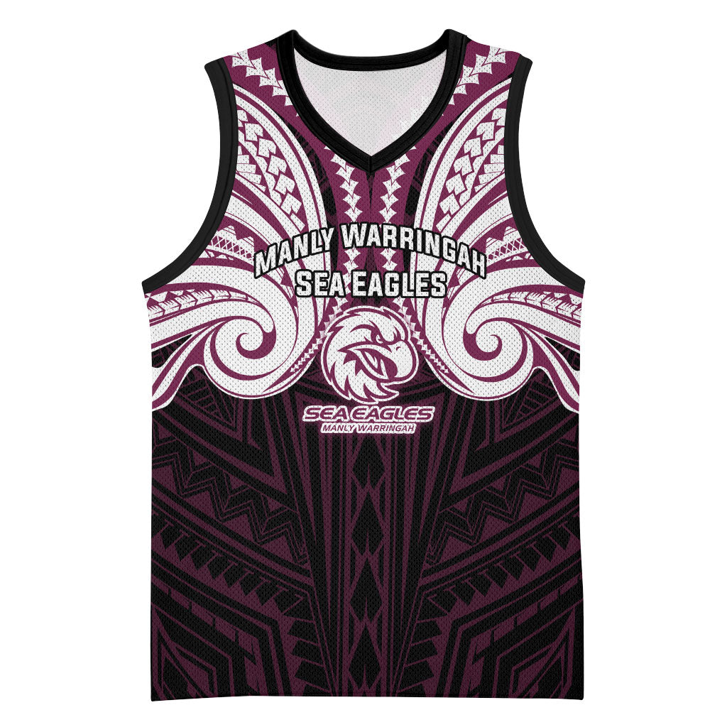 Custom Manly Warringah Sea Eagles Basketball Jersey Sea Eagle Warrior Polynesia Islander Rugby Mascot