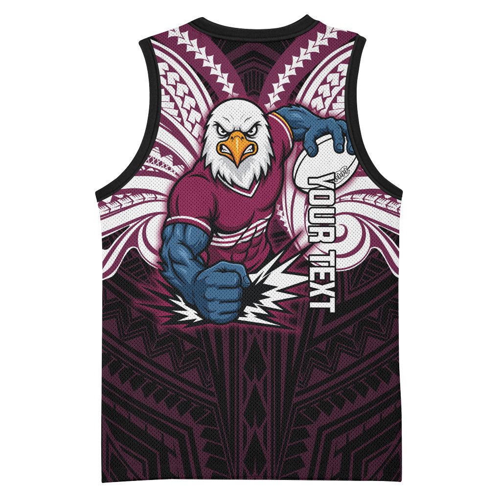 Custom Manly Warringah Sea Eagles Basketball Jersey Sea Eagle Warrior Polynesia Islander Rugby Mascot