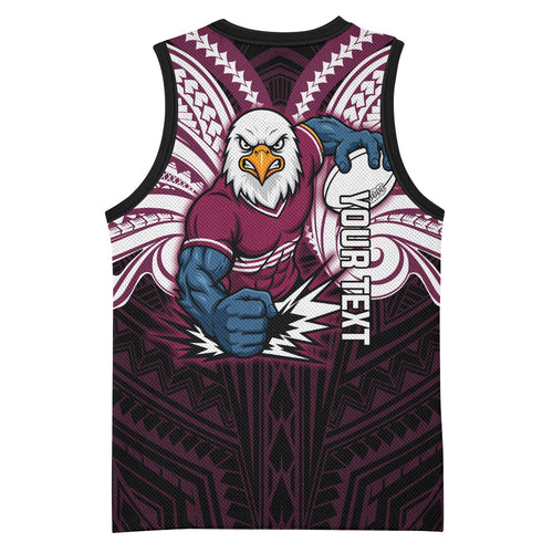 Custom Manly Warringah Sea Eagles Basketball Jersey Sea Eagle Warrior Polynesia Islander Rugby Mascot