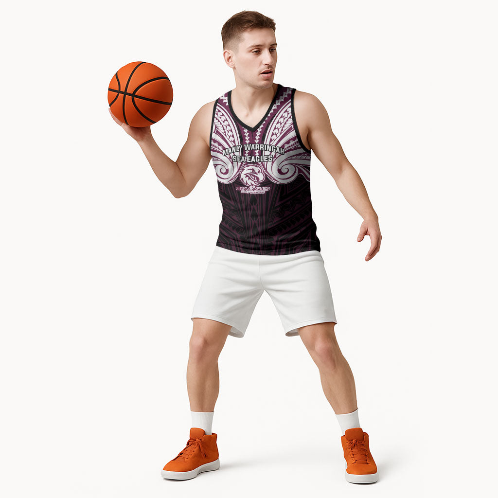 Custom Manly Warringah Sea Eagles Basketball Jersey Sea Eagle Warrior Polynesia Islander Rugby Mascot
