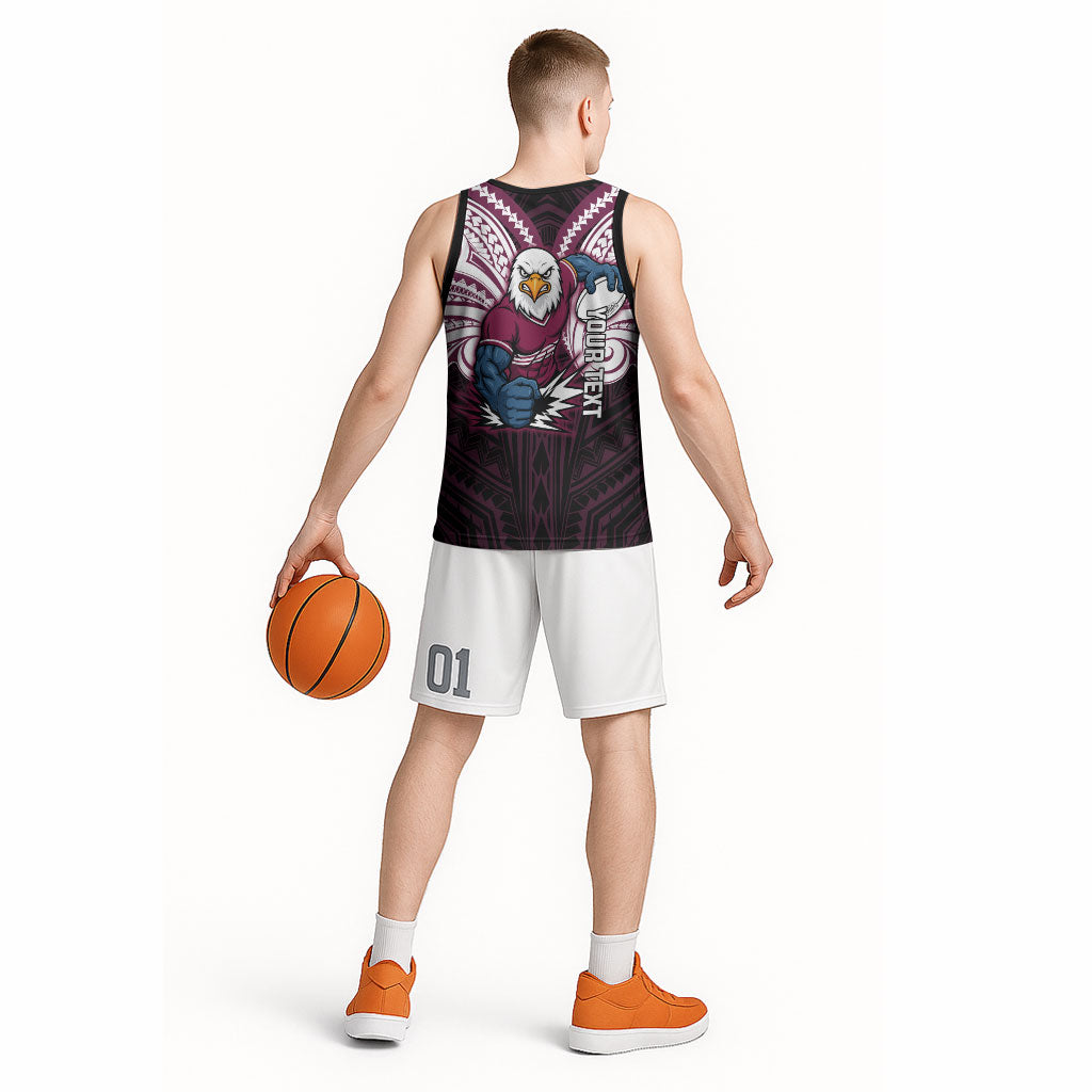 Custom Manly Warringah Sea Eagles Basketball Jersey Sea Eagle Warrior Polynesia Islander Rugby Mascot