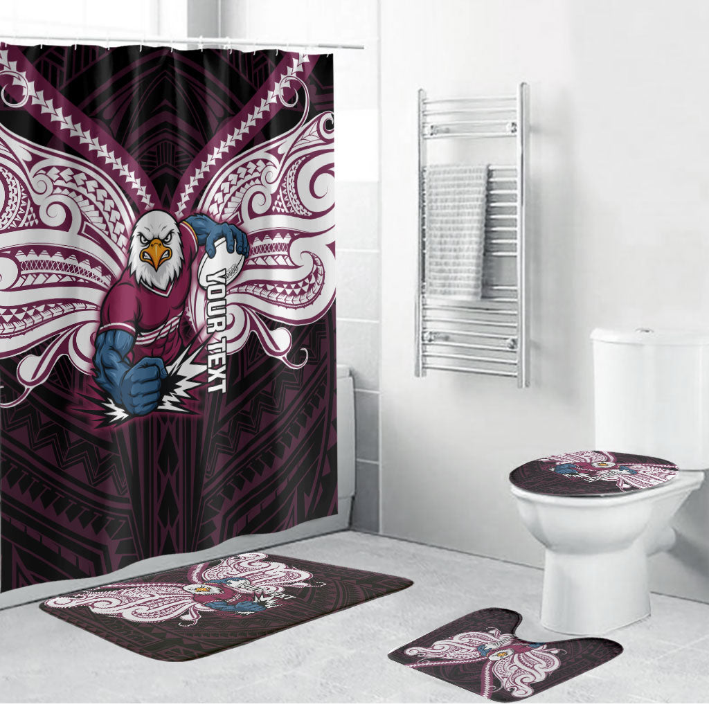 Custom Manly Warringah Sea Eagles Bathroom Set Sea Eagle Warrior Polynesia Islander Rugby Mascot