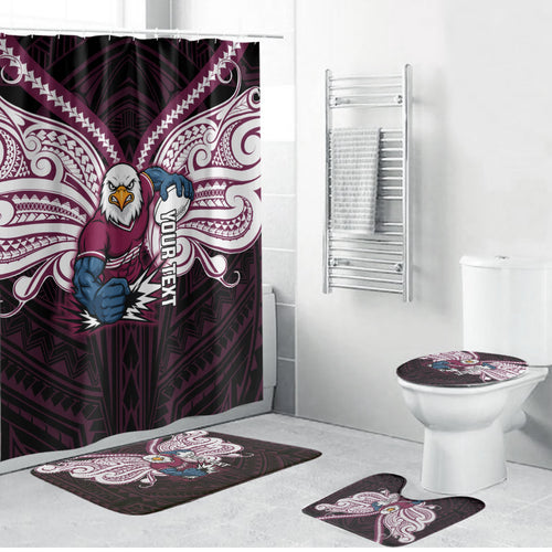 Custom Manly Warringah Sea Eagles Bathroom Set Sea Eagle Warrior Polynesia Islander Rugby Mascot