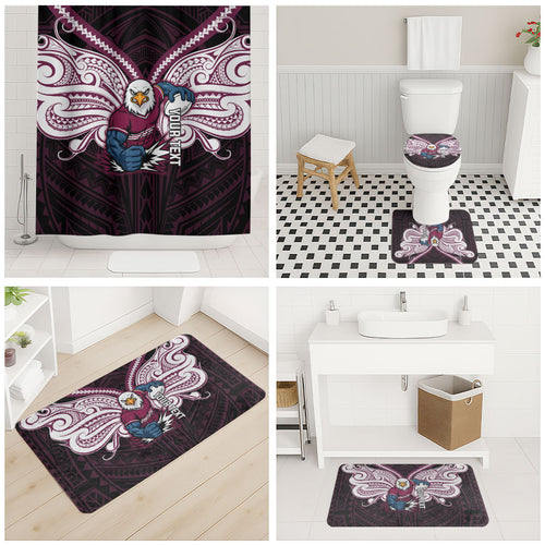 Custom Manly Warringah Sea Eagles Bathroom Set Sea Eagle Warrior Polynesia Islander Rugby Mascot