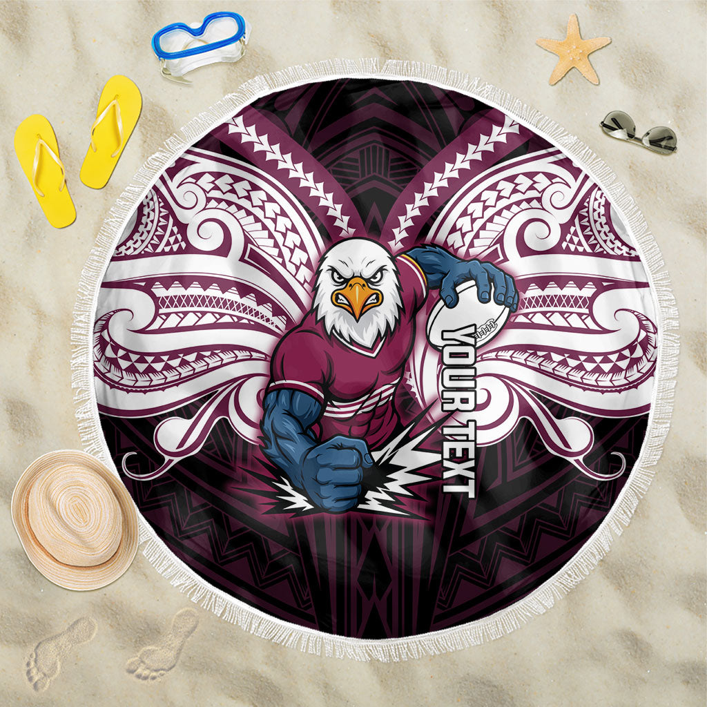 Custom Manly Warringah Sea Eagles Beach Blanket Sea Eagle Warrior Polynesia Islander Rugby Mascot