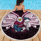 Custom Manly Warringah Sea Eagles Beach Blanket Sea Eagle Warrior Polynesia Islander Rugby Mascot