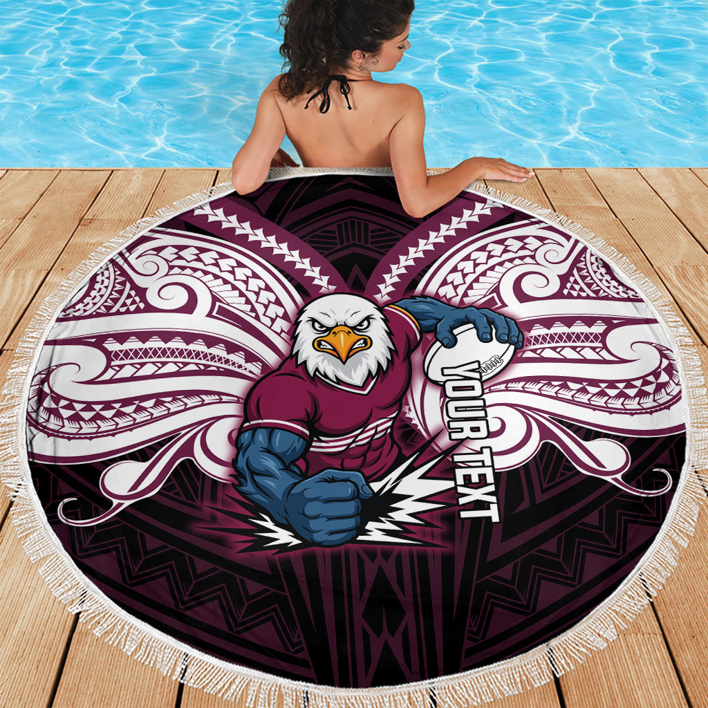 Custom Manly Warringah Sea Eagles Beach Blanket Sea Eagle Warrior Polynesia Islander Rugby Mascot