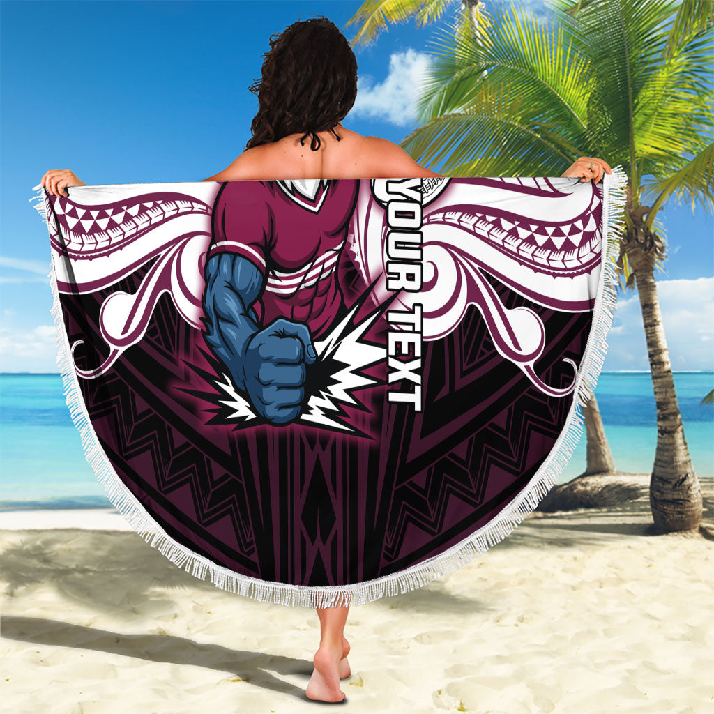 Custom Manly Warringah Sea Eagles Beach Blanket Sea Eagle Warrior Polynesia Islander Rugby Mascot