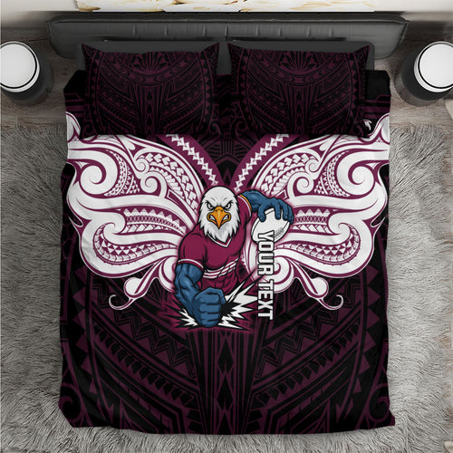 Custom Manly Warringah Sea Eagles Bedding Set Sea Eagle Warrior Polynesia Islander Rugby Mascot