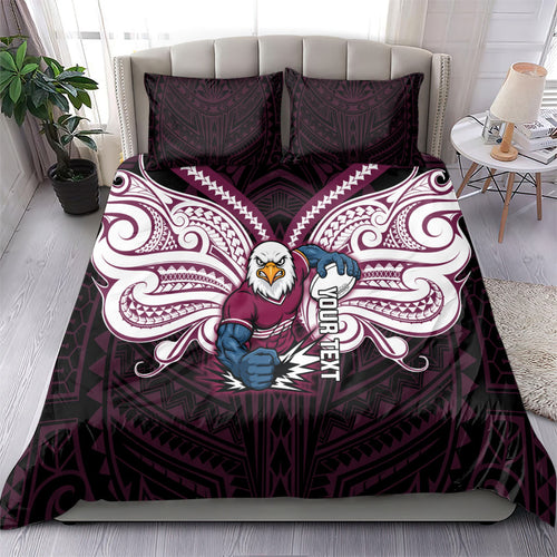 Custom Manly Warringah Sea Eagles Bedding Set Sea Eagle Warrior Polynesia Islander Rugby Mascot