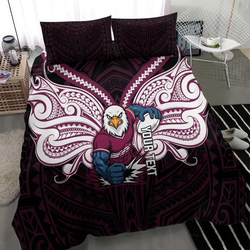 Custom Manly Warringah Sea Eagles Bedding Set Sea Eagle Warrior Polynesia Islander Rugby Mascot
