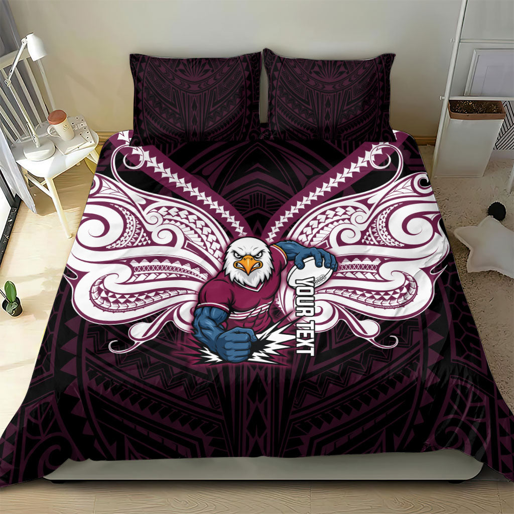 Custom Manly Warringah Sea Eagles Bedding Set Sea Eagle Warrior Polynesia Islander Rugby Mascot