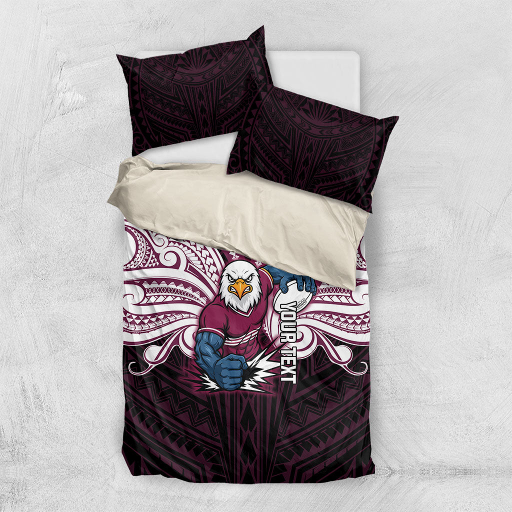 Custom Manly Warringah Sea Eagles Bedding Set Sea Eagle Warrior Polynesia Islander Rugby Mascot