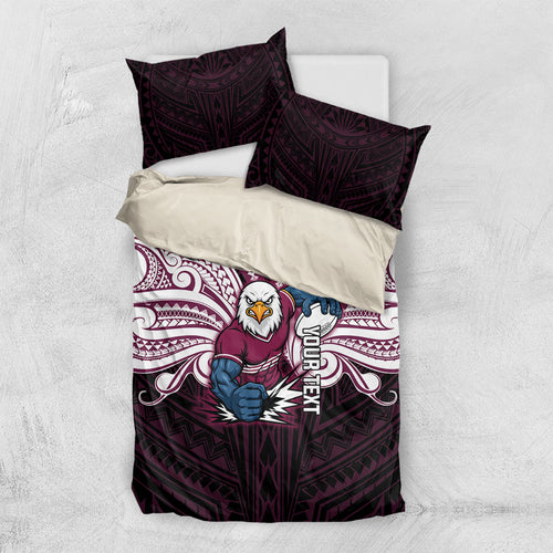 Custom Manly Warringah Sea Eagles Bedding Set Sea Eagle Warrior Polynesia Islander Rugby Mascot