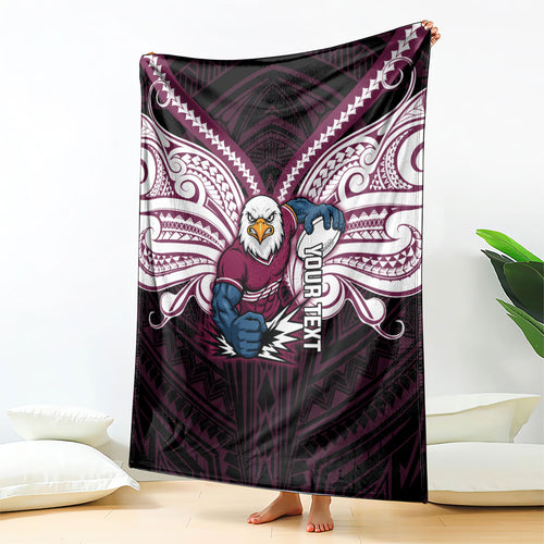 Custom Manly Warringah Sea Eagles Blanket Sea Eagle Warrior Polynesia Islander Rugby Mascot