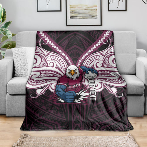 Custom Manly Warringah Sea Eagles Blanket Sea Eagle Warrior Polynesia Islander Rugby Mascot