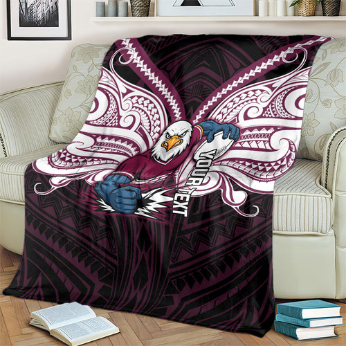Custom Manly Warringah Sea Eagles Blanket Sea Eagle Warrior Polynesia Islander Rugby Mascot