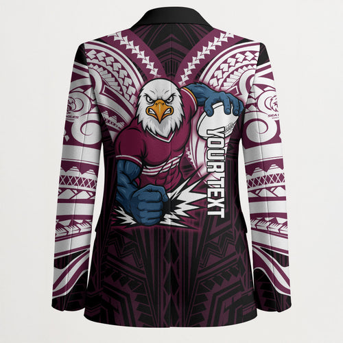 Custom Manly Warringah Sea Eagles Blazer Sea Eagle Warrior Polynesia Islander Rugby Mascot