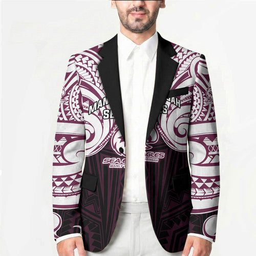 Custom Manly Warringah Sea Eagles Blazer Sea Eagle Warrior Polynesia Islander Rugby Mascot