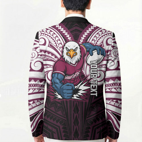 Custom Manly Warringah Sea Eagles Blazer Sea Eagle Warrior Polynesia Islander Rugby Mascot