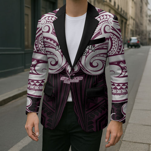Custom Manly Warringah Sea Eagles Blazer Sea Eagle Warrior Polynesia Islander Rugby Mascot