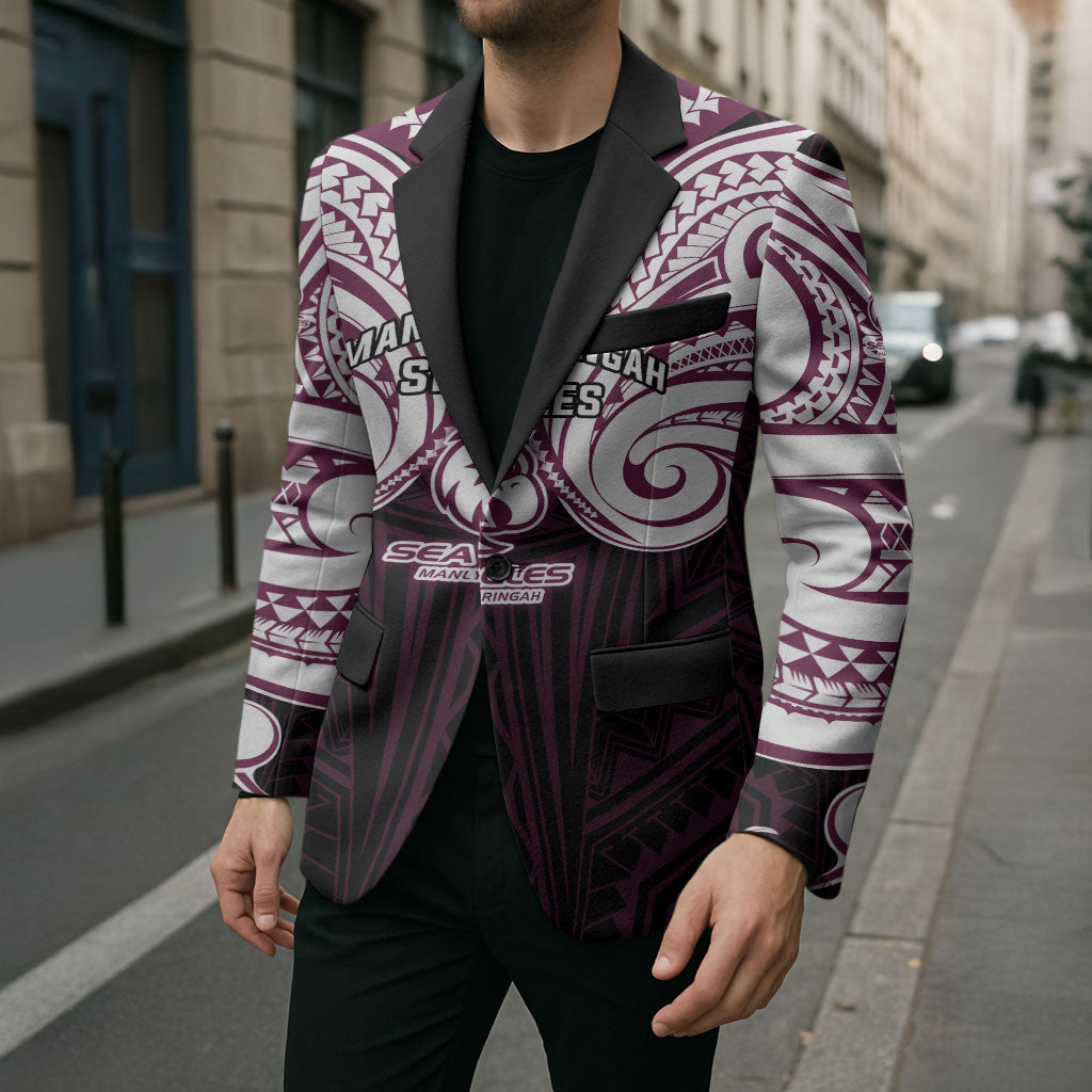 Custom Manly Warringah Sea Eagles Blazer Sea Eagle Warrior Polynesia Islander Rugby Mascot