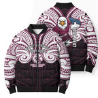 Custom Manly Warringah Sea Eagles Bomber Puffer Jacket Sea Eagle Warrior Polynesia Islander Rugby Mascot