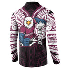 Custom Manly Warringah Sea Eagles Button Sweatshirt Sea Eagle Warrior Polynesia Islander Rugby Mascot