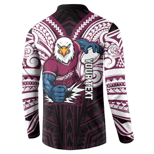 Custom Manly Warringah Sea Eagles Button Sweatshirt Sea Eagle Warrior Polynesia Islander Rugby Mascot