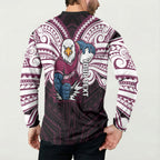Custom Manly Warringah Sea Eagles Button Sweatshirt Sea Eagle Warrior Polynesia Islander Rugby Mascot