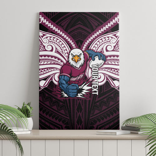 Custom Manly Warringah Sea Eagles Canvas Wall Art Sea Eagle Warrior Polynesia Islander Rugby Mascot
