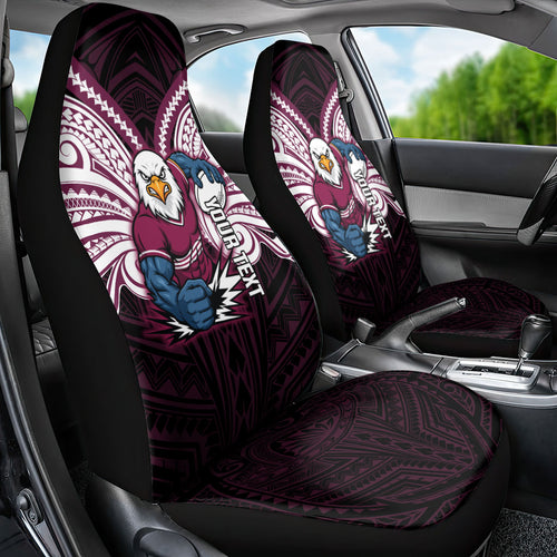 Custom Manly Warringah Sea Eagles Car Seat Cover Sea Eagle Warrior Polynesia Islander Rugby Mascot