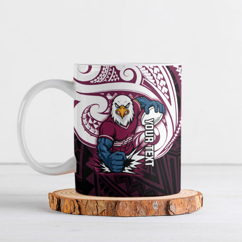 Custom Manly Warringah Sea Eagles Ceramic Mug Sea Eagle Warrior Polynesia Islander Rugby Mascot
