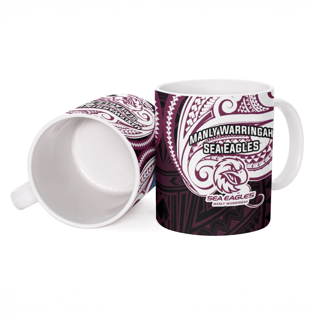 Custom Manly Warringah Sea Eagles Ceramic Mug Sea Eagle Warrior Polynesia Islander Rugby Mascot