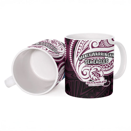 Custom Manly Warringah Sea Eagles Ceramic Mug Sea Eagle Warrior Polynesia Islander Rugby Mascot