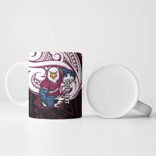 Custom Manly Warringah Sea Eagles Ceramic Mug Sea Eagle Warrior Polynesia Islander Rugby Mascot