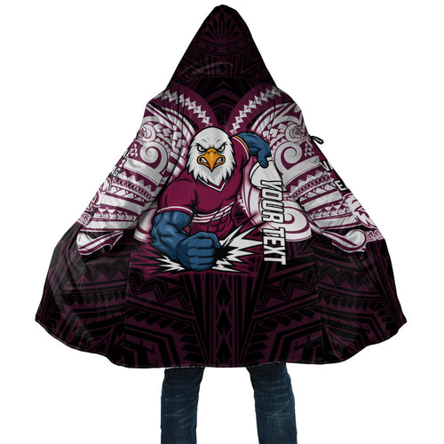 Custom Manly Warringah Sea Eagles Cloak Sea Eagle Warrior Polynesia Islander Rugby Mascot
