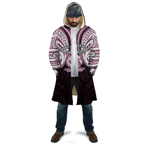 Custom Manly Warringah Sea Eagles Cloak Sea Eagle Warrior Polynesia Islander Rugby Mascot